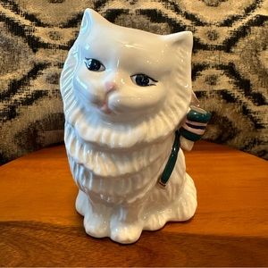 Vintage white Kitty ribbon roses handpainted seymour Mann pink blue green
